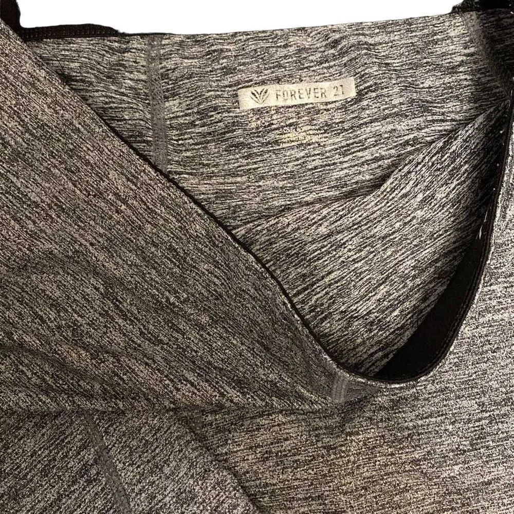 Forever21 Full Length High Waisted Compression Athletic Leggings Heathered Grey